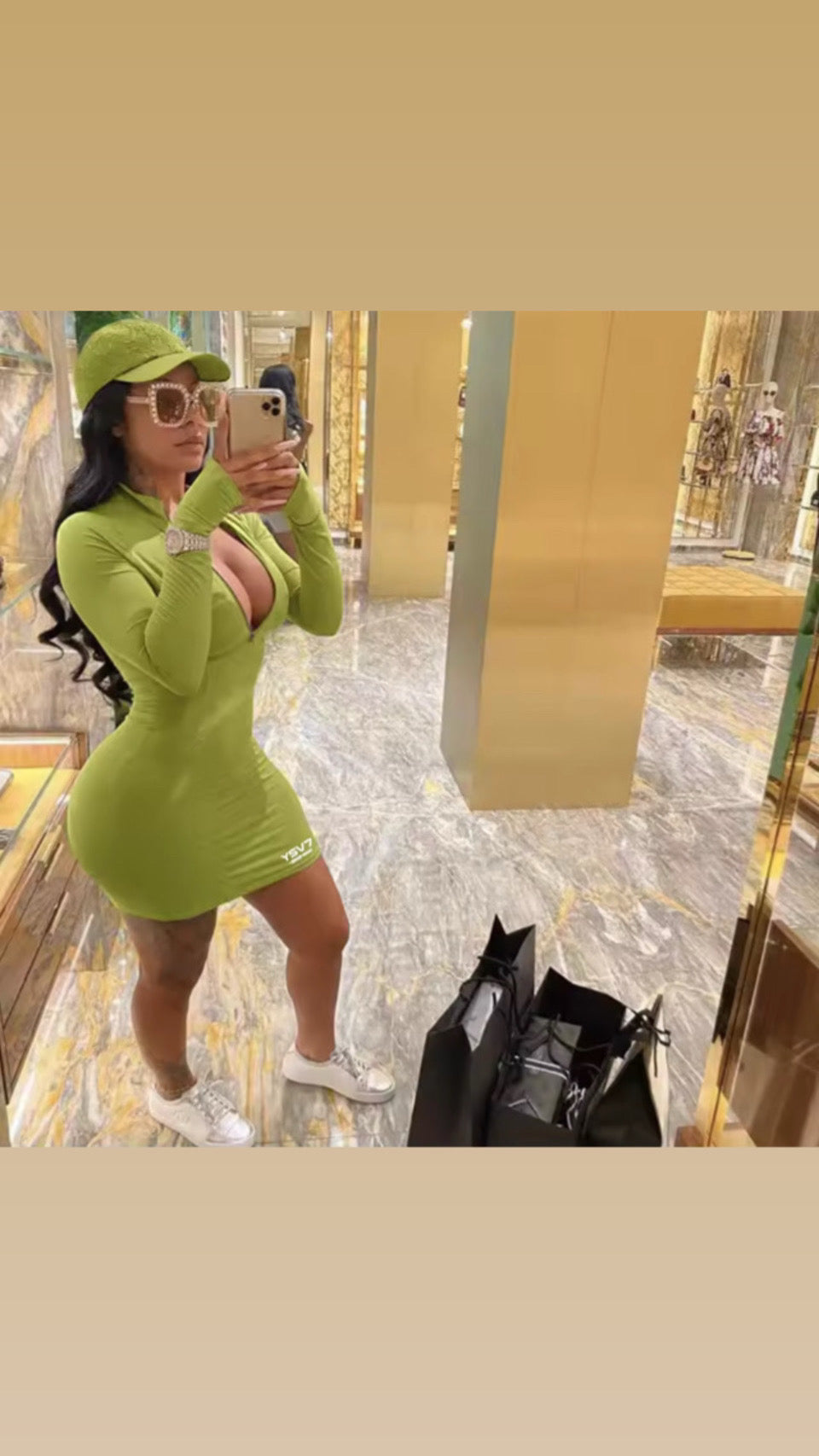 SHAPEWEAR BODY CON ZIPPED DRESS GREEN
