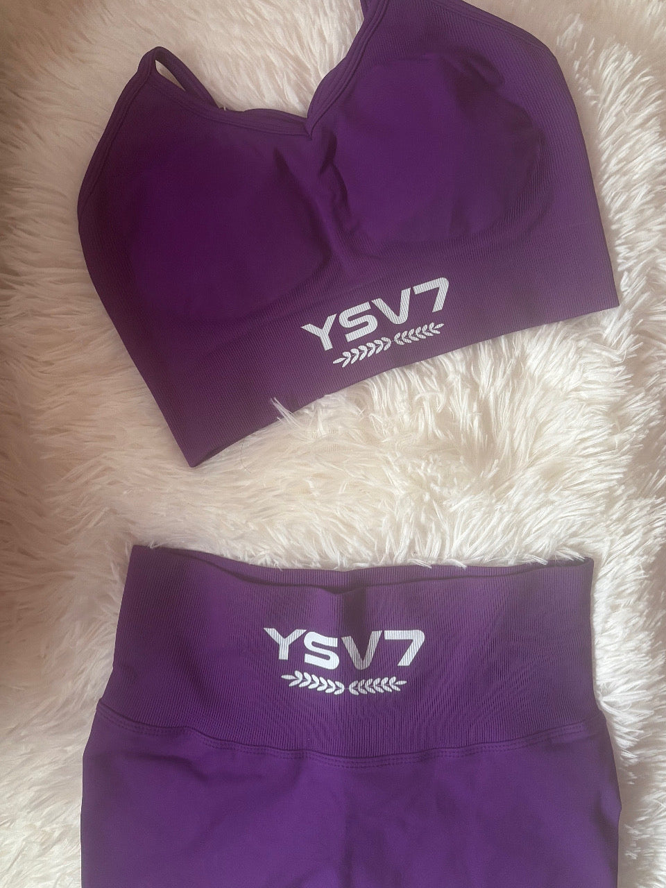 YSV7 Women's Purple Sports Bra and Shorts Set