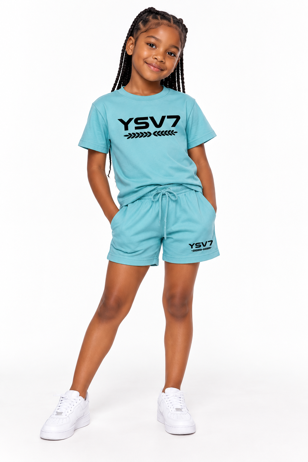 KIDS COLLECTION TEAL BLUE T SHIRT SET