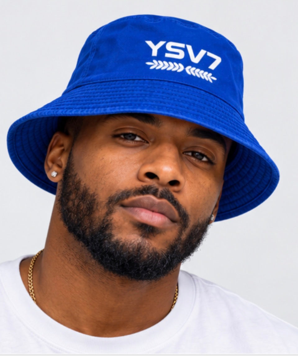 UNISEX COBALT BLUE BUCKET HAT WHITE LOGO