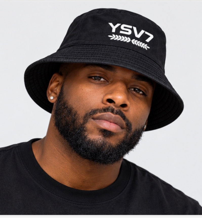 UNISEX BLACK BUCKET HAT WHITE LOGO