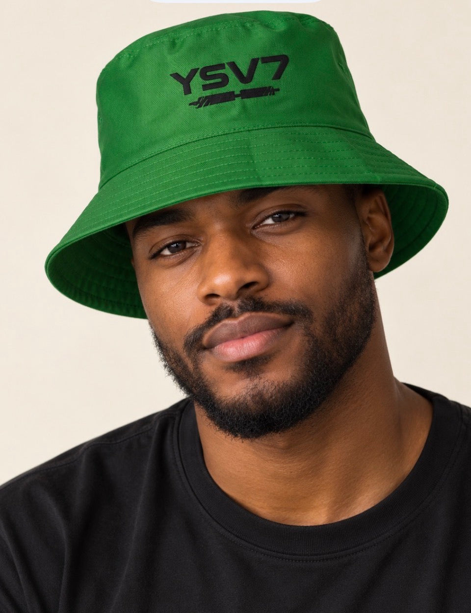 UNISEX DARK GREEN BUCKET HAT BLACK LOGO