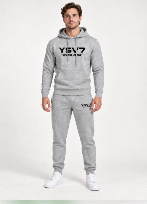 MENS GREY WARM HOODED TRACKSUIT