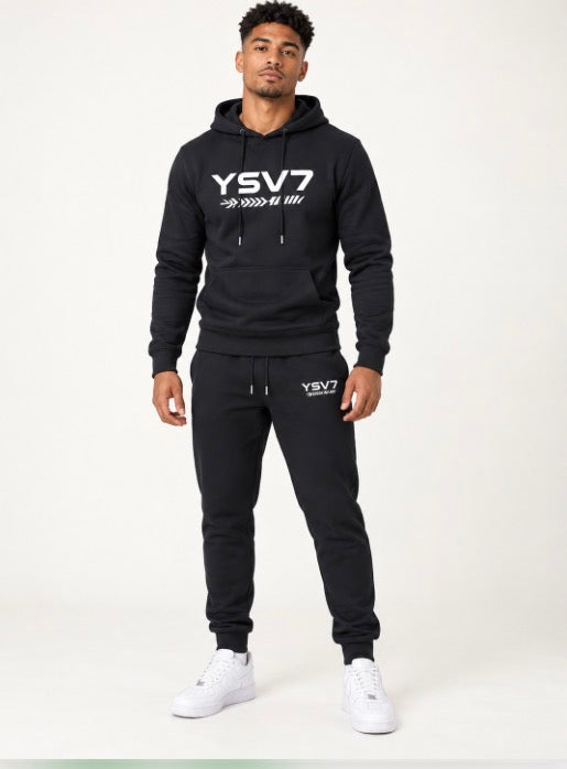 MENS BLACK WARM HOODED TRACKSUIT