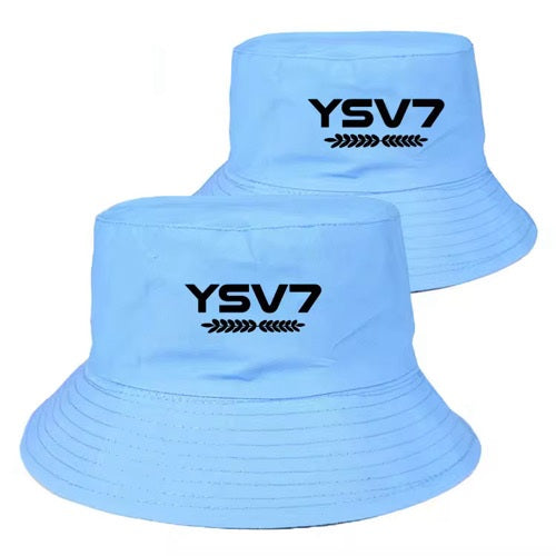 UNISEX LIGHT BLUE BUCKET HAT BLACK LOGO