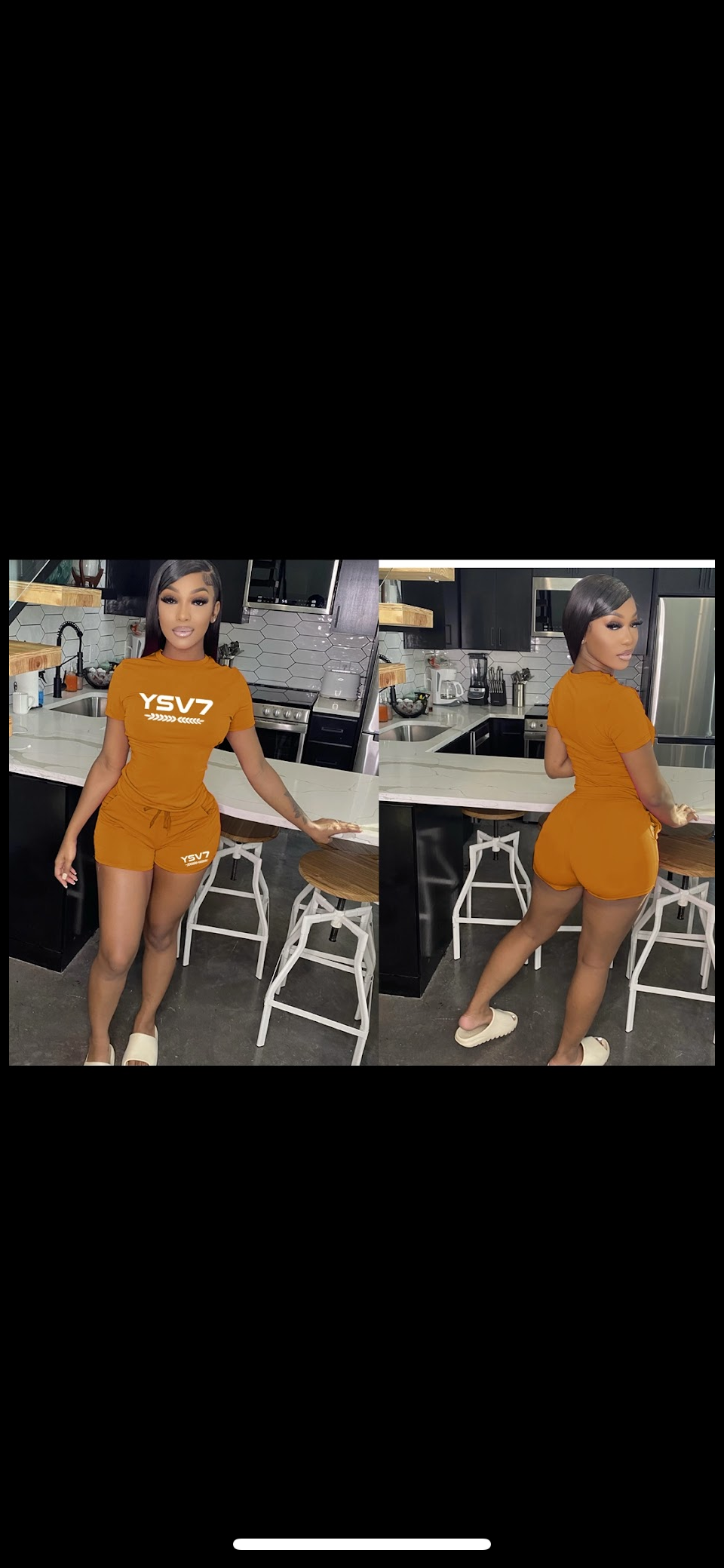 WOMENS FITTED BURNT ORANGE SHORT SET WHITE LOGO