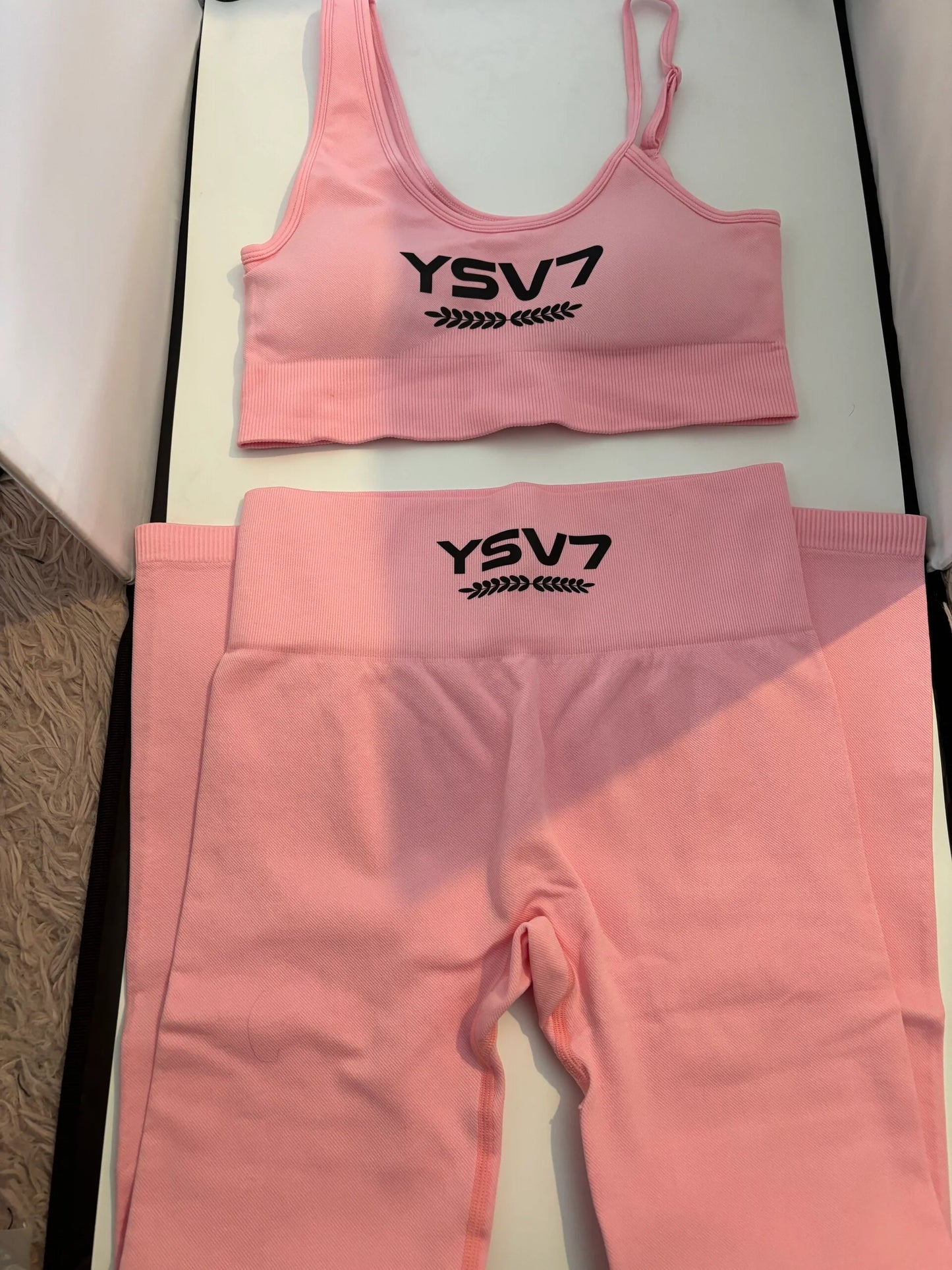 SHAPEWEAR BABY PINK SPORTS BRA TOP AND LEGGINGS