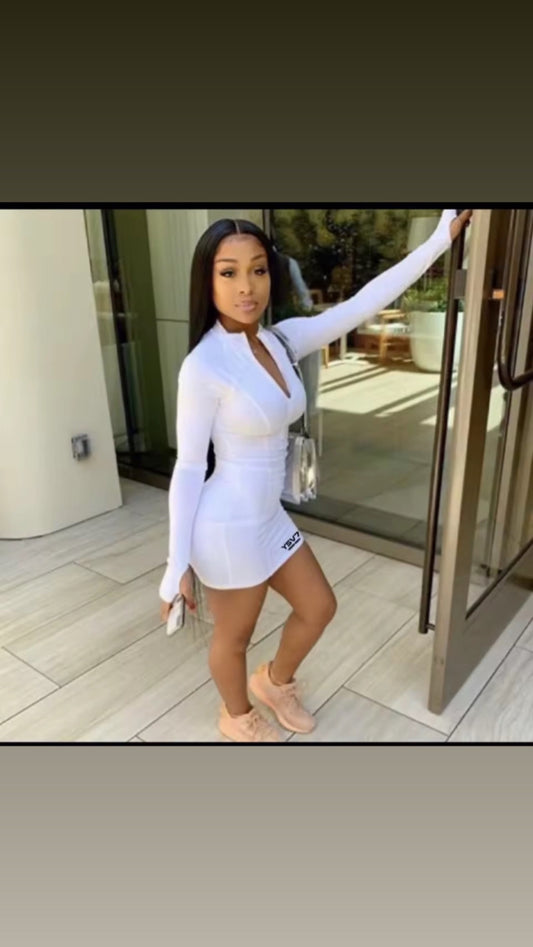 SHAPEWEAR BODYCON ZIPPED DRESS WHITE SIZE XL