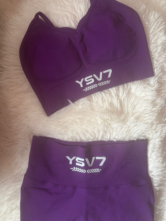 YSV7 Women's Purple Sports Bra and Shorts Set