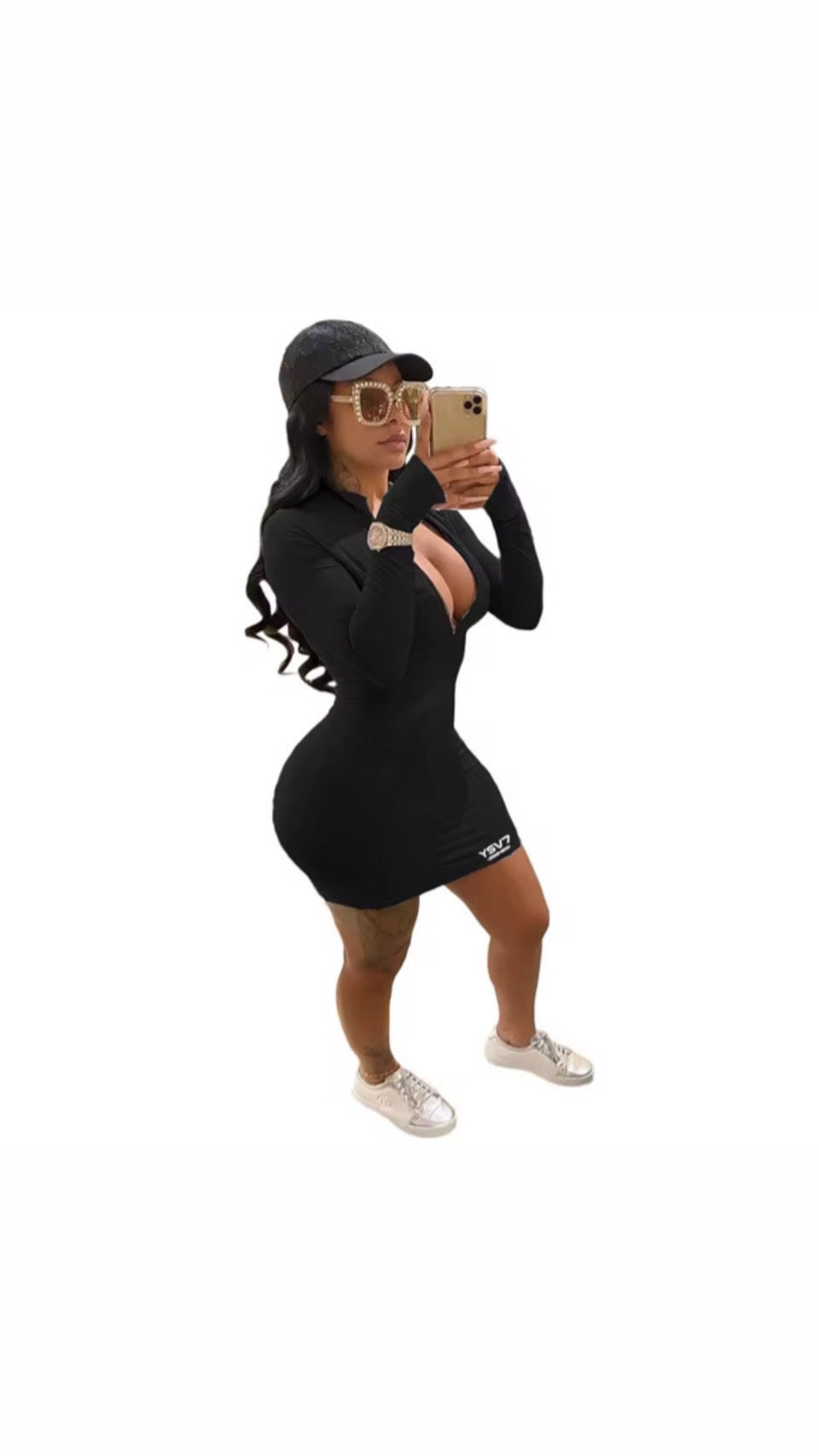SHAPEWEAR BODYCON ZIPPED DRESS BLACK SIZE LARGE