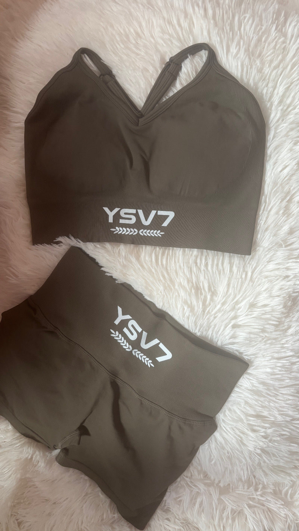 YSV7 Women's Dark Grey Sports Bra and Shorts Set