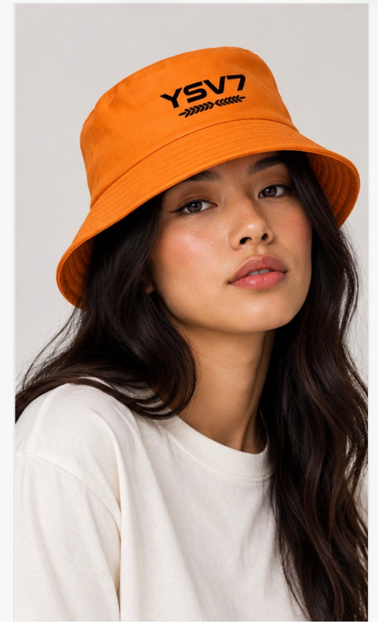 UNISEX MUSTARD BUCKET HAT BLACK LOGO