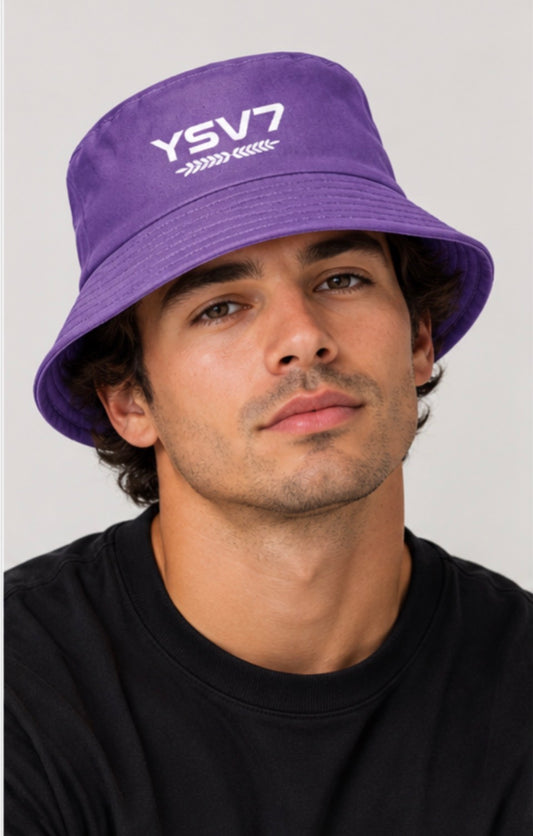 UNISEX PURPLE BUCKET HAT WHITE LOGO