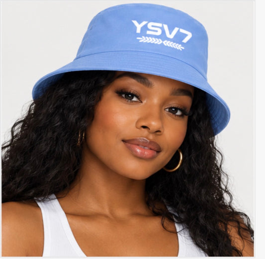 UNISEX LIGHT BLUE BUCKET HAT WHITE LOGO