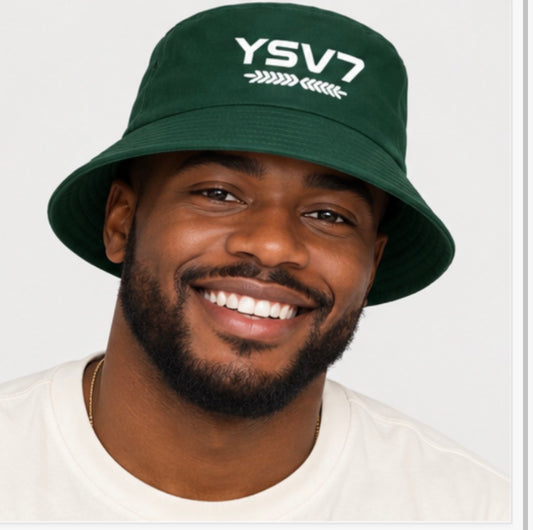 UNISEX DARK GREEN BUCKET HAT WHITE LOGO