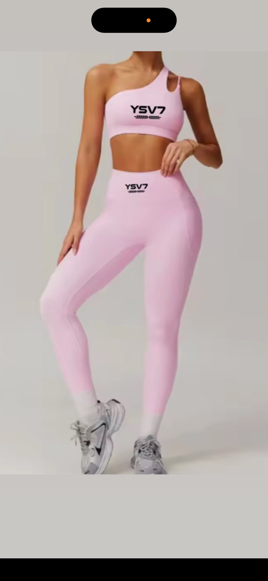 SHAPERWEAR LIGHT PINK BRA TOP AND LEGGINGS GYM WEAR SET