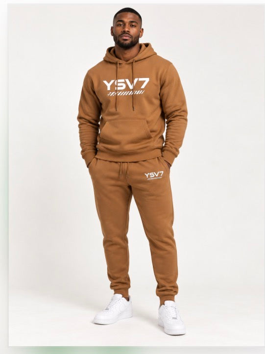 MENS BROWN WARM HOODED TRACKSUIT