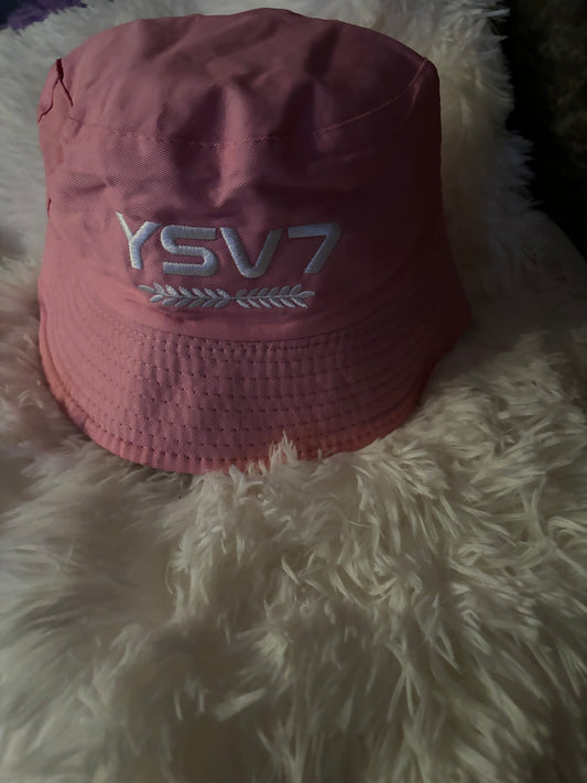 UNISEX BABY PINK BUCKET HAT WHITE LOGO