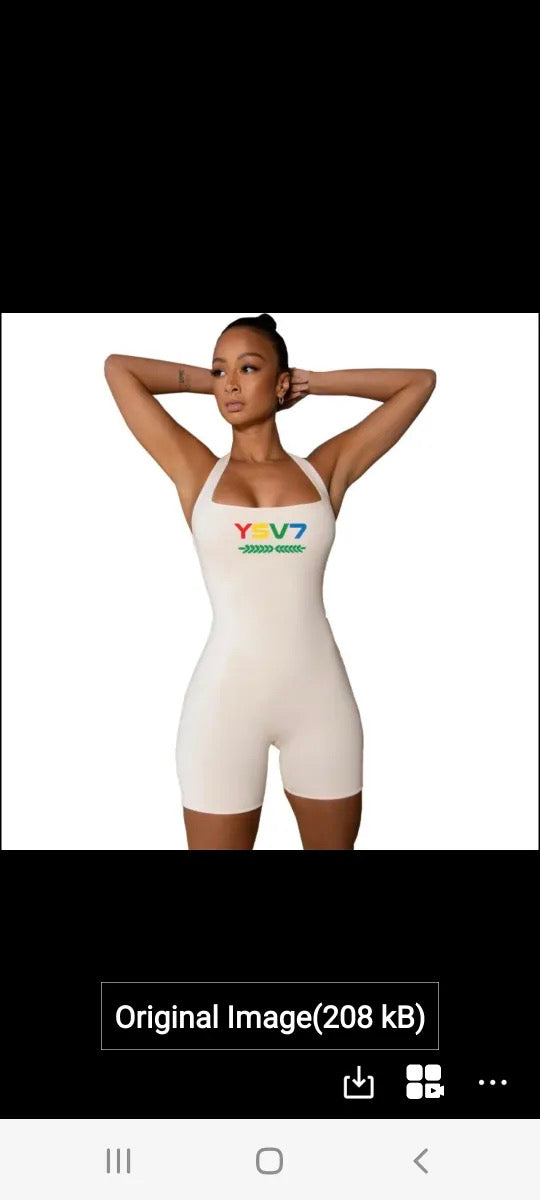 WOMENS SHAPEWEAR HALTERNECK WHITE UNITARD COLOURFUL LOGO