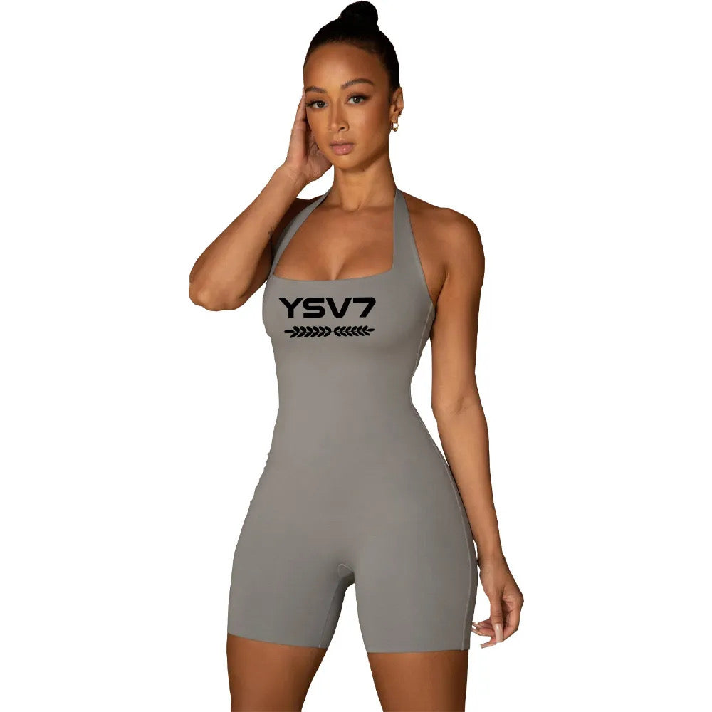 WOMENS SHAPEWEAR GREY UNITARD BLACK LOGO