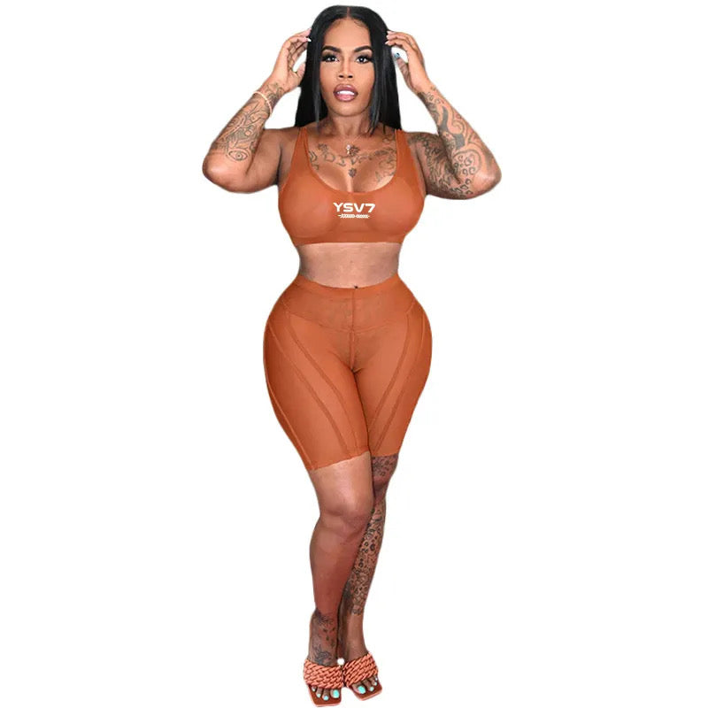 WOMENS BEACH WEAR GOLD SHEER SET