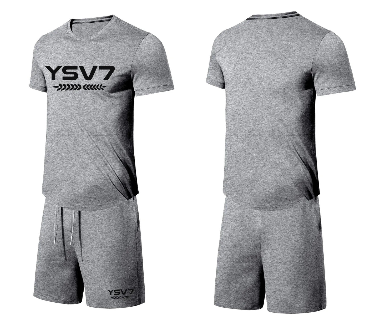 MENS LIGHT GREY FITTED SHORT SET