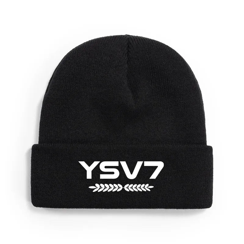 UNISEX BLACK BEANIE HAT EMBROIDERED WHITE LOGO