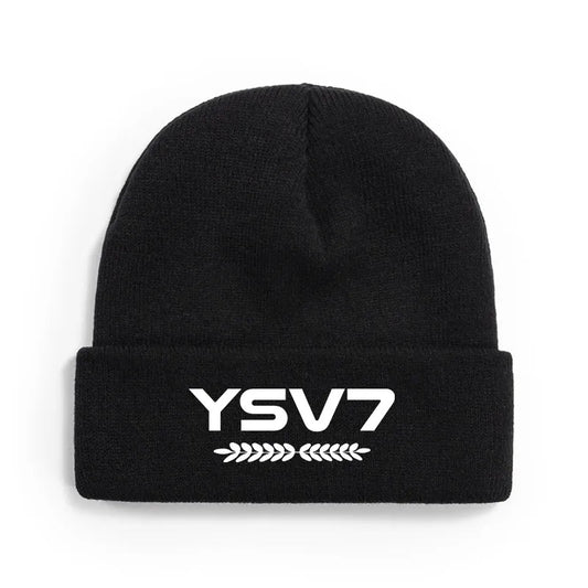 UNISEX BLACK BEANIE HAT EMBROIDERED WHITE LOGO