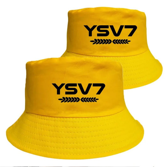 UNISEX YELLOW BUCKET HAT BLACK LOGO