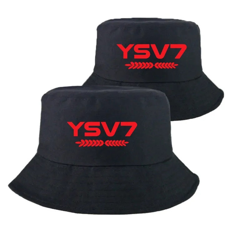 UNISEX BLACK BUCKET HAT RED LOGO