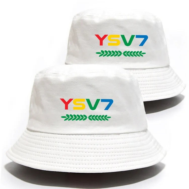 UNISEX WHITE BUCKET HAT COLOURFUL LOGO