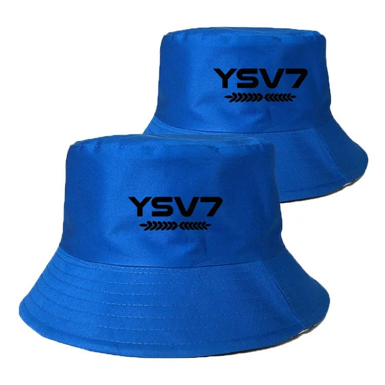 UNISEX COBALT BLUE BUCKET HAT BLACK LOGO