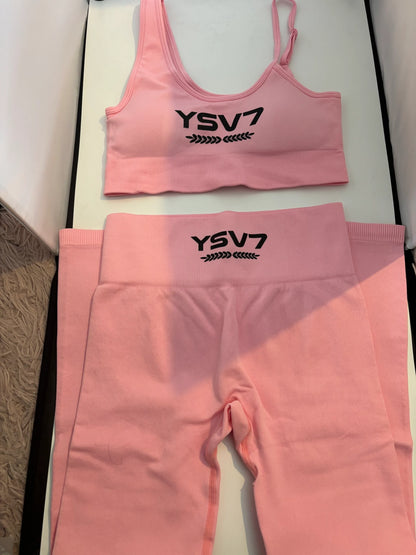 SHAPEWEAR BABY PINK SPORTS BRA TOP AND LEGGINGS