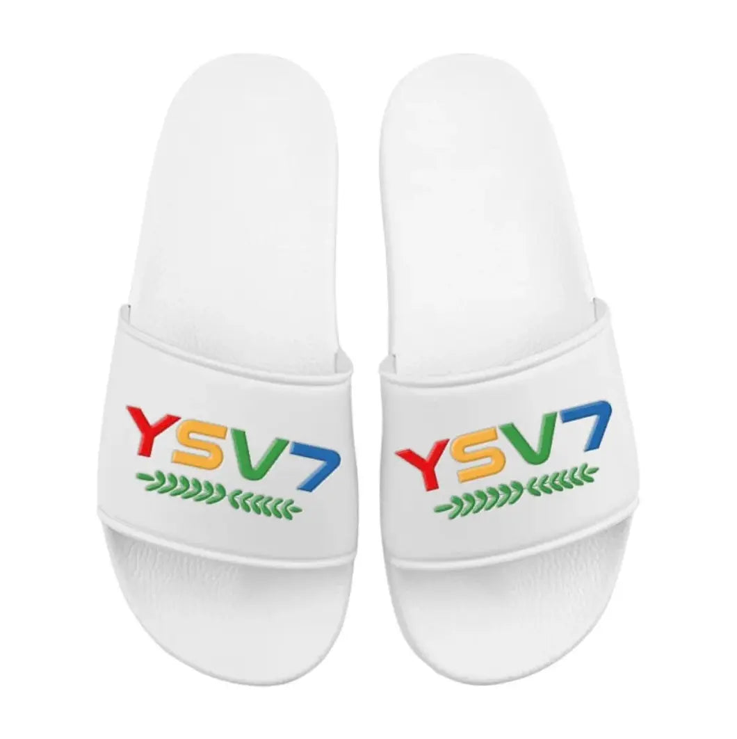 UNISEX WHITE SLIDERS COLOURFUL LOGO