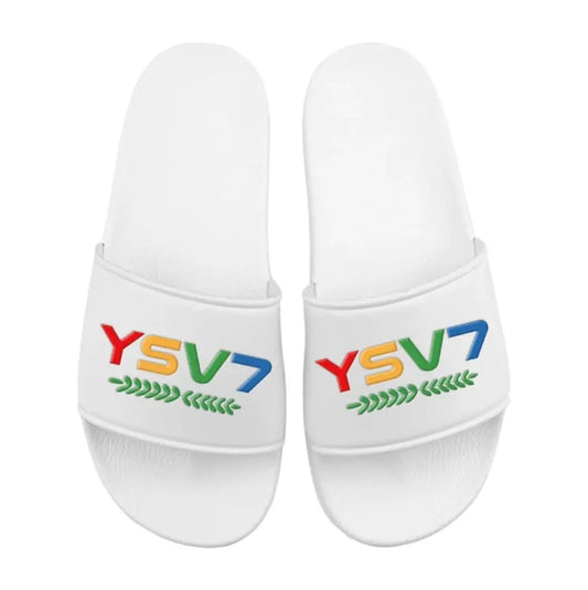 UNISEX WHITE SLIDERS COLOURFUL LOGO
