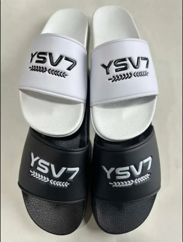 UNISEX BLACK SLIDERS WHITE LOGO
